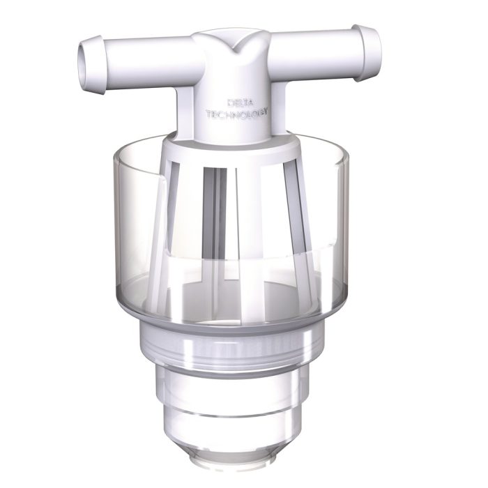 Airgap voor flexibele afvoer slangen waterontharder op een pvc pijp