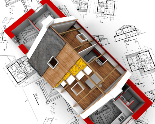 Nieuwbouw woning geanimeerd met bouwtekeningen en bovenaanzicht van bouwplan